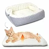 MAIYADUO Weiches Katzenbett Waschbar 42x38 cm Plüsch Haustierbett für Kleine Hunde und Katzen - 2 in 1 Katzenkissen Katzendecke Katzensofa Nest Bett, Entfaltete Größe 61x51 cm