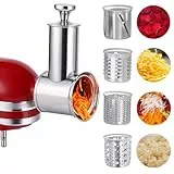 Großer Edelstahl-Hobel-Aufsatz für KitchenAid-Mixer, spülmaschinenfest, Gemüse, Käsereibe, Zubehör mit 4 Schneidklingen KINGEAGLE