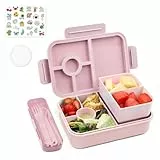 Bugucat Brotdose Kinder mit Fächern 1300ML, Lunchbox Kinder Auslaufsicher mit 5 Fächern, Bento Box Lunch Box mit Fächern für Erwachsene, Frühstücksbox Vesperdose für Jungen&Mädchen Rosa