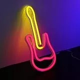 ENUOLI Gitarren-Neonschild, Gitarren-Neonlicht für Wanddekoration, LED-Neonlichtschild für Schlafzimmer, Gitarren-Leuchtschild für Mädchenzimmerdekoration, USB-/batteriebetriebene Nachtlichter