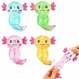 AOOTE Axolotl Squeeze Toy, 4 Stück Squishy Animagic Axolotl Squeeze Toy, Glitzernde Axolotls Antistress Spielzeug Squishy,Witziges Squeezes Toys, Anti Stress Spielzeug für Erwachsene und Kinder