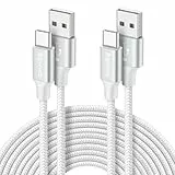 USB C Kabel 3M, Ladekabel USB C Lang, 2Stück 3.1A Schnellladekabel USBC für Samsung Galaxy S24 S25 Plus A55 A35, iPhone 15/16, PS5 Controller, Switch -Weiß