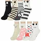 Firtink 8 Paar Kuschelsocken Damen Flauschige Warme Thermosocken Mit Niedlichen Tiermotiven Geschenk Weihnachten Haussocken Bettsocken Winter Ultra Weich Coral Fleece
