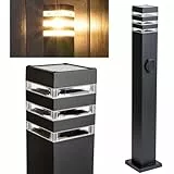 Lumiled® Wegeleuchte Außen mit Steckdose 80cm Garten Pollerleuchte schwarz IP44 spritzwasserdicht Außenstehleuchte Stehlampe Außenleuchte Gartenleuchte Wegelampe Stromsäule Aluminium E27 Fassung