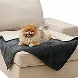 Lesure wasserdichte Hundedecke Grosse Hunde - 100x80cm Outdoor Hundedecke waschbar, Hundedecke Sofaschutz aus Sherpa Fleece, Katzendecke flauschig und weich, Dunkelgrau
