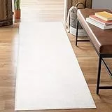 carpet city Shaggy Hochflor Teppich Läufer 80x300 cm Creme Langflor Einfarbig Uni Modern Flauschig-Weiche Teppiche für Schlafzimmer Flur Wohnzimmer