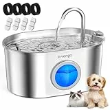 Invengo MeowFlow B30 Trinkbrunnen für Katzen, 2,2L Edelstahl-Haustierbrunnen mit sichtbarem Wasserfenster, einfach zu reinigen und installieren, inkl. 4 Ersatzfilter, spritzwassergeschütztes Design