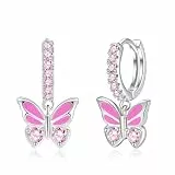 XOEMEL Ohrringe Silber 925 für Damen Creolen Silber 925 Klein mit Zirkonia Ohrringe Herz Hängend Hypoallergen Mini Creolen Gold für Frauen