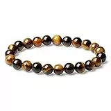 XIANNVXI Tigerauge Armband Braun Perlenarmband Kristalle Echte Steine Armbänder für Herren 8mm