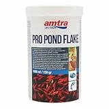 Amtra Pro Pond Flake 1000 ml - Vollwertiges Flockenfutter für Koi-Karpfen und Goldfische im Aquarium und Teich