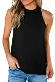 Saodimallsu Damen Sommer Strick Tanktop Ärmellose Rundhals Tank Tops Casual Knit Cami Top Sexy Oberteile, Schwarz, S