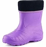 Ladeheid Kinder Mädchen Jungen Federleichte Eva Thermo Gummistiefel Gefüttert KL058 (Violett, 28 EU)