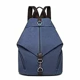 KONO Rucksack Canvas Daypack Damen Rucksäcke Vintage Umhängetasche Groß Schulterrucksäcke Reisetasche für Reise Outdoor Schule Blau