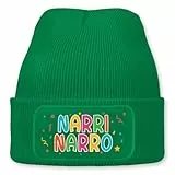 Narri Narro – lustige Wintermütze | Beanie für Damen & Herren, warm, elastisch & Unisex, Strickmütze mit Patch & Druck, perfekt für Après-Ski, Weihnachtsmarkt & Fasching, Karneval | Grün