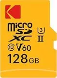 Kodak MicroSD-Karte, 128 GB, UHS-II U3 V60, hohe Geschwindigkeit, 300 MB/s, Lesen, 160 MB/s Schreiben, 4K/8K-Video, ideal für Fotografie und Videografie, inklusive SD-Adapter