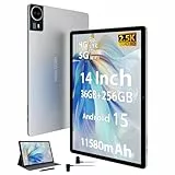 MAXLEGEN Tablet 14 Zoll, 2.5K Touch Display, 36GB RAM+256GB ROM 1TB TF SIM Tablet, 4G LTE+5G WiFi, Android 15, Octa-Core, 4 Lautsprecher, 13MP, 11580mAh, GMS, GPS, Tablets mit Pen/Hülle/Kopfhörer