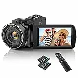 Videokamera Camcorder 1080P 30FPS 36MP Vlogging Kamera Recorder für YouTube, Digital Camcorder mit IR Nachtsicht 3.0 '' IPS-Bildschirm 16X Digital Zoom, Digitalkamera mit Fernbedienung, 2 Batterien