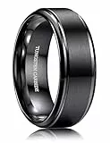 CASSIECA Ringe Herren Wolfram Ringe für Herren Schwarz Matt Gebürstet Eheringe Verlobungsring Partnerring Trauringe Breit 8MM Größe 65