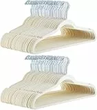 Amazon Basics Schmale und rutschfeste Kleiderbügel für Hemden/Anzug/Kostüm, 100er-Pack, Elfenbein