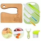 Kindermesser 8-teiliges Kinder-Küchenmesser-Set zum Schneiden und Kochen von Obst oder Gemüse für Kleinkinder, inklusive Holzmesser Schneidebrett Schäler(Moto Bear)