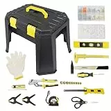 WMC TOOLS Werkzeugkoffer gefüllt 1200-teilig 1/4 Zoll mit Hocker - Universal-Werkzeugset, 9 Stecknüsse 5-13 mm, 48 Bits, Hammer, Wasserpumpenzange 200 mm, Metallsäge, für Haushalt und Werkstatt