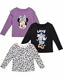 Disney Mädchen Langarmshirt - 3er-Pack Graphic Tee für Mädchen Shirts: Minnie Mouse, Prinzessinnen (3T-7), Minnie Mouse Schleife, 7