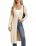 GRACE KARIN Damen Leichtes Lang Strickjacke Langarm Cardigan Mit Elegant V-Ausschnitt Und Knöpfen Aprikose XXL