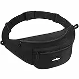 MOCOCITO Bauchtasche Damen Herren, Schwarz Gürteltasche Wasserdicht Hüfttasche, 4L Groß Brusttasche für Joggen Sport Reise Wandern Outdoor Fitness, mit Regenschutz
