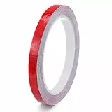 TIESOME Reflektorband Selbstklebend, 1 Rollen/8 m Neon Klebeband Warning Tape Reflektor Aufkleber Reflektierendes Klebeband Starke Reflektion Reflektor Tape für Fahrzeuge Anhänger Fahrräder (Rot)