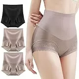 4HOW Shapewear für Damen, Bauchkontrolle, hohe Taille, nahtlos, Shaping-Shorts, Slip, Skim, Spitze, Oberschenkel, schlanker, 3er-Pack, Schwarz, Champagner und Champagner, M
