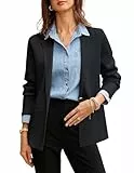 GRACE KARIN Strickmantel Damen Eleganter Blazer Langarm mit Knopfleiste Leichter Cardigan Schwarz M