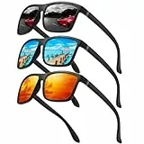 Perfectmiaoxuan 3er-Pack Polarisierte Sonnenbrille Herren Damen, Leichte TR90 Sonnenbrille mit UV400 Schutz, TAC Gläser für Autofahren, Angeln, Urlaub & Freizeit
