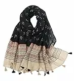 MAIRY Tücher Damen Schal Weich XXL Umschlagtuch Leichter Stole mit Blumendruck Lange Quaste Schals für Frühling Herbst Winter Sommer Blumenschal M0134
