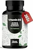 Vitamin D3 20000 IE hochdosiert - 365 Tabletten - Produziert in Deutschland - Laborgeprüft - Verpackung kann variieren