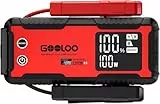 GOOLOO GT6000 Starthilfe Powerbank,6000A Peak Ultar Sicher Zweiwege-Schnellladegerät für 12V Fahrzeuge(All Benzin und 12 L Diesel), Booster Auto Starthilfe mit LED Taschenlampe UND 3,2 LED Bildschirm