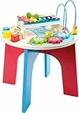small foot Motorik- und Musiktisch '2 in 1' aus Holz, mit Motorikschleife, Formenspiel, Xylophon, ab 12 Monaten, 10321