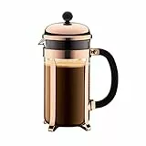 Bodum French Press Chambord - 1L / 8 Tassen Kupfer Kaffeebereiter - Hitzebeständiges Glas & Edelstahlfilter - BPA-frei Spülmaschinenfest Cafetière - Made in Portugal