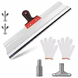 Stehrakel für Ausgleichsmasse - Flächenspachtel 560MM mit Edelstahl Zahnklinge, Zahnrakel mit Softgriff, Stielhalterung - Großflächenrakel für Bodenbeschichtung