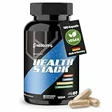 Neosupps Health Stack 180 Kapseln, Hochdosiertes All-in-One Nahrungsergänzungsmittel mit Vitaminen, Mineralstoffen & Spurenelementen, Mit Q10, OPC, Cholin & Lutein, geprüfte Qualität, Made in Germany