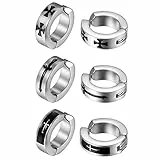 Flongo Ohrklemme Herren Ohrstecker Creolen Damen Ohrringe aus Edelstahl kein Loch Ohrstecker Ohrringe Silber Stecker Kreuz Kruzifix Anhänger Jahrgang Männer, Frauen