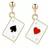 Poker Ohrringe für Damen, Queen of Hearts Accessoires Poker Ohrringe, Pik Ace Ohrringes, Quadratische Gold Ohrringes für Frauen Mädchen Modeschmuck