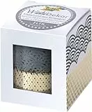 folia 29201 - Washi-Dekor, Spitzenbordüren aus Reispapier, 2er Set grau/gold, je ca. 25 mm x 5 m, klebt auf zahlreichen Oberflächen, rückstandlos ablösbar, zum Verzieren und Dekorieren