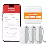 SwitchBot WLAN Hygrometer Thermometer Innen Außen 3er-Pack mit Hub Mini Matter, IP65 Wasserdichter Temperatur- und Feuchtigkeitssensor mit App Benachrichtigung und kostenlose Datenspeicherung