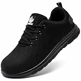 DYKHMILY Arbeitsschuhe Herren S1 Leichte Sicherheitsschuhe S1 Leichte Stahlkappenschuhe Sportlich Trekking Turnschuhe Anti-Smashing (Schwarz,47EU)