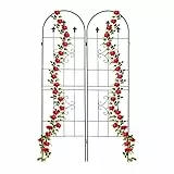Relaxdays Rankgitter, 2er Set, HxB 180 x 50 cm, Metall, Rankhilfe für Kletterpflanzen, freistehend, zum Stecken, schwarz