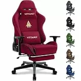 Vittanly Gaming Stuhl, Luxuriöser Wildlederimitat Gaming Chair Bürostuhl, Ergonomischer Schreibtischstuhl mit Fußstütze Kopfstütze und Lendenkissen, 3D Armlehnen, 90-155° Rückenlehne, Weinrot