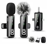 Bayanbulu Mikrofon Handy für iPhone, iPad, Android, Kamera, PC – 3-in-1 Profi-Mini-Mikrofon mit LED-Anzeige & Rauschunterdrückung, Mikrofon Kabellos für YouTube, TikTok, Vlog Podcast(2er-Pack)