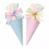 Vlecexs 2er Set Einschulung Schultüten Jungen Mädchen Zuckertüte Tasche Schultüten Eikühlchen Einschulungsfeier Geschenktüte Schmetterlingsknoten Geschenk Schuleinführung Blau+Rosa