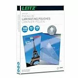 Leitz Heißlaminierfolien A4 100 mic, Laminierfolien in Premium-Qualität im 100er Pack, Glänzend, Transparent, Vereinfachtes Einlegen durch UDT, iLAM, 74800000