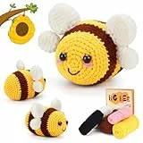 MASPHY Häkelset für Anfänger, Niedliches Bienen Häkelset, Komplettes Bienen Tier für Anfänger und Erwachsene, mit Schritt-für-Schritt Video Tutorial für DIY manuelle Erstellung